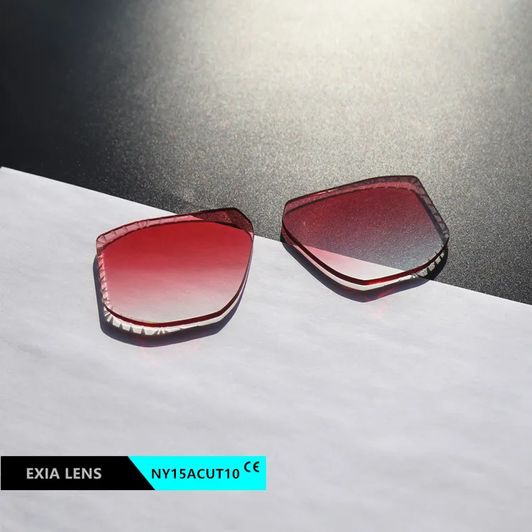 

EXIA NY15ACUT10 Gradient Red Color Sunglasses Lenses UV400 Rimless Groove Cutting