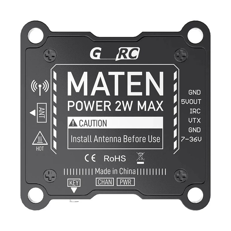 For GEPRC MATEN 1.2G 2W VTX Traverser MATEN 1.2G 2W VTX Image Transmission Kit Black Signal Stable OSD Parameters