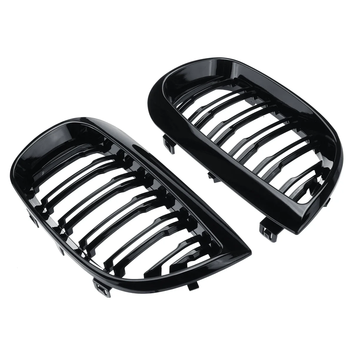 GlossyBlack Car Front Kidney Grill Double Slat Racing Grills For BMW 1-Series E81 E87 Pre-facelift 5-door 2004 2005 2006 2007