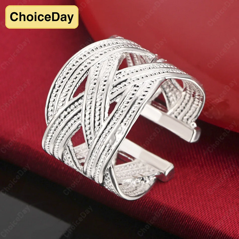 

ChoiceDay 925 Sterling Silver Open Ring Exquisite Braided Ring for Men and Women Party Accessories Gift Jewelry