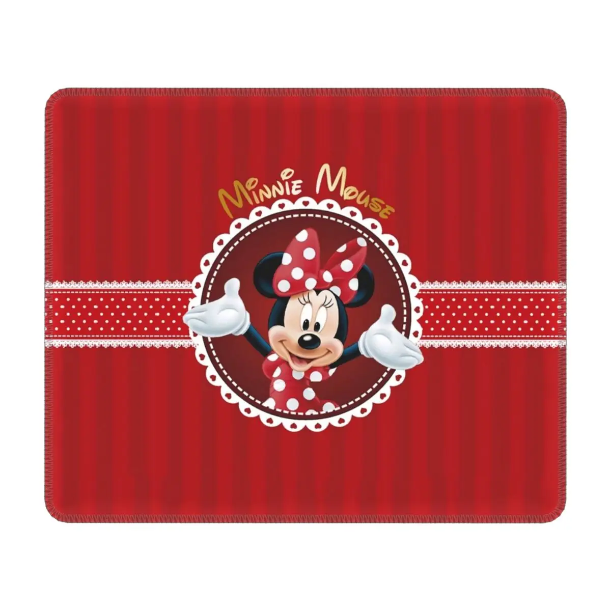 Custom Minnie Mouse Polkadot Anime Gamer Mouse Mat Anti-Slip Rubber Base Lockedge Mousepad Office Desktop Mouse Pads