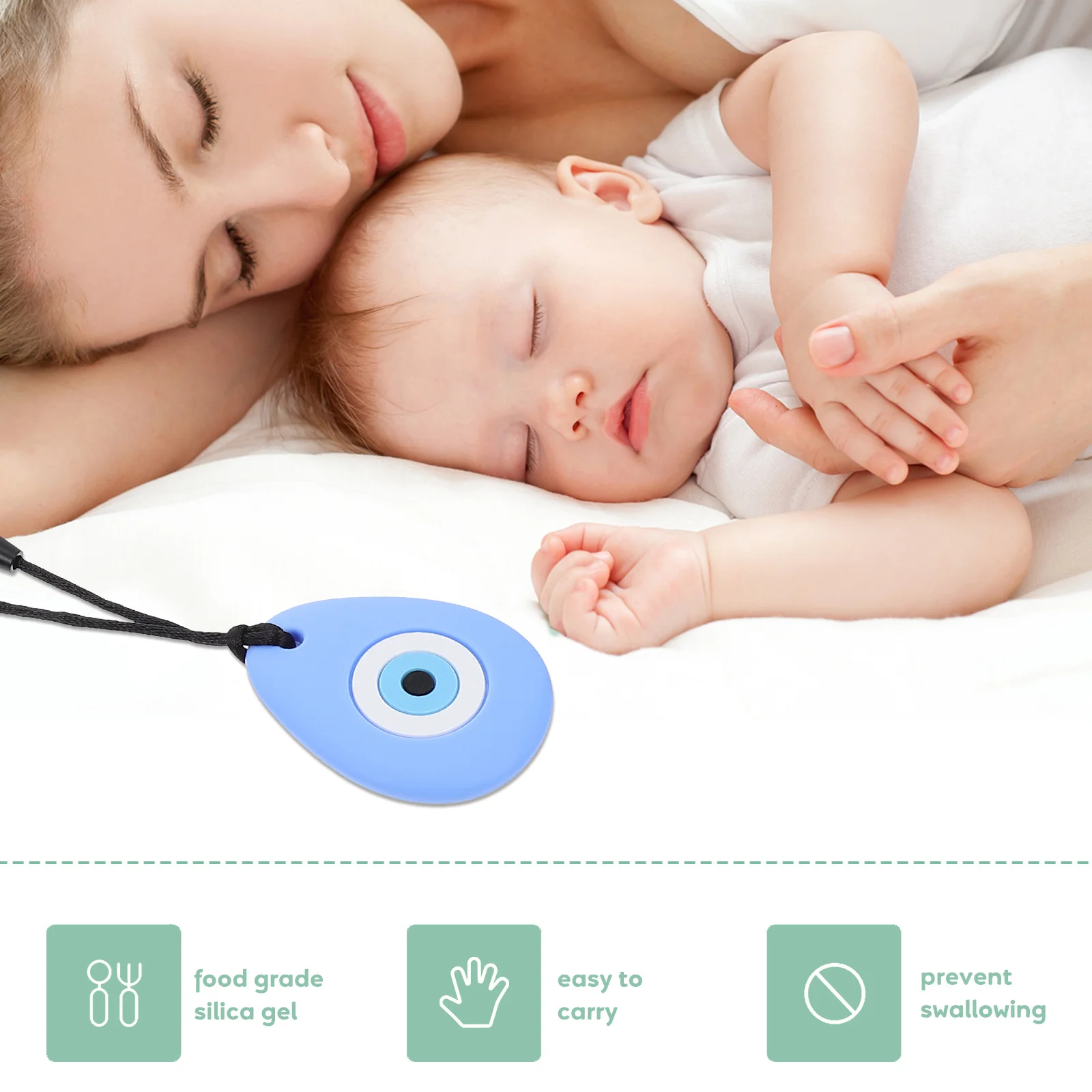 

1Pcs Silicone Molar Rod Baby Teether Fine Workmanship Jaw Lip Tongue Training Baby Teether Chew Toy Chew Necklace