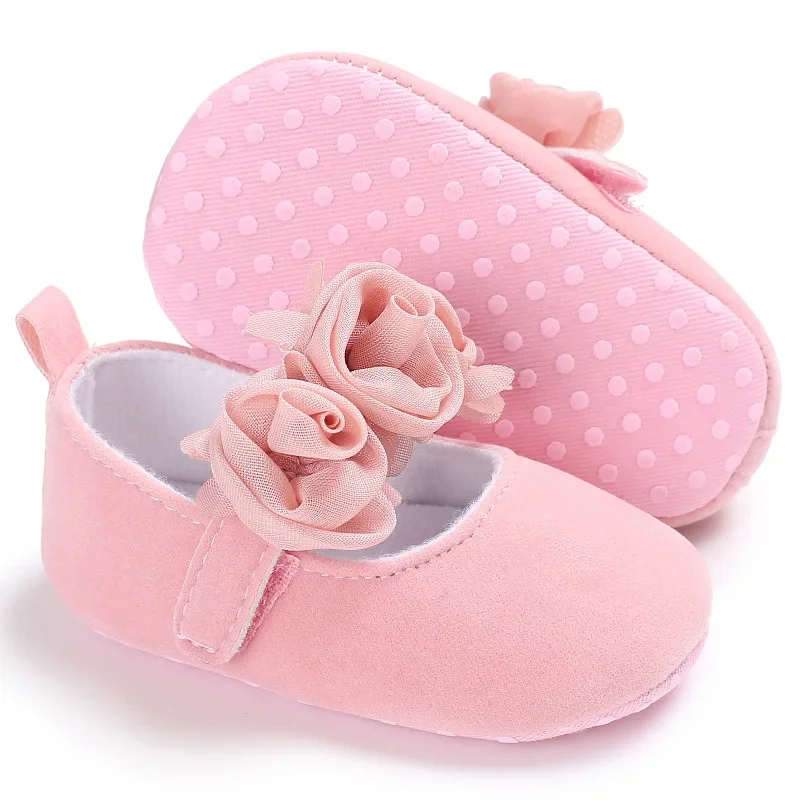 Meckior scarpe da bambino Cute Flower Princess Girls Shoes suola in cotone neonato antiscivolo Toddler First Walker culla scarpa mocassino infantile