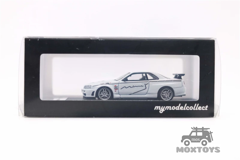 Model Collect MC 1:64 SKYLINE R34 V-SPEC White Mines Diecast Model Car