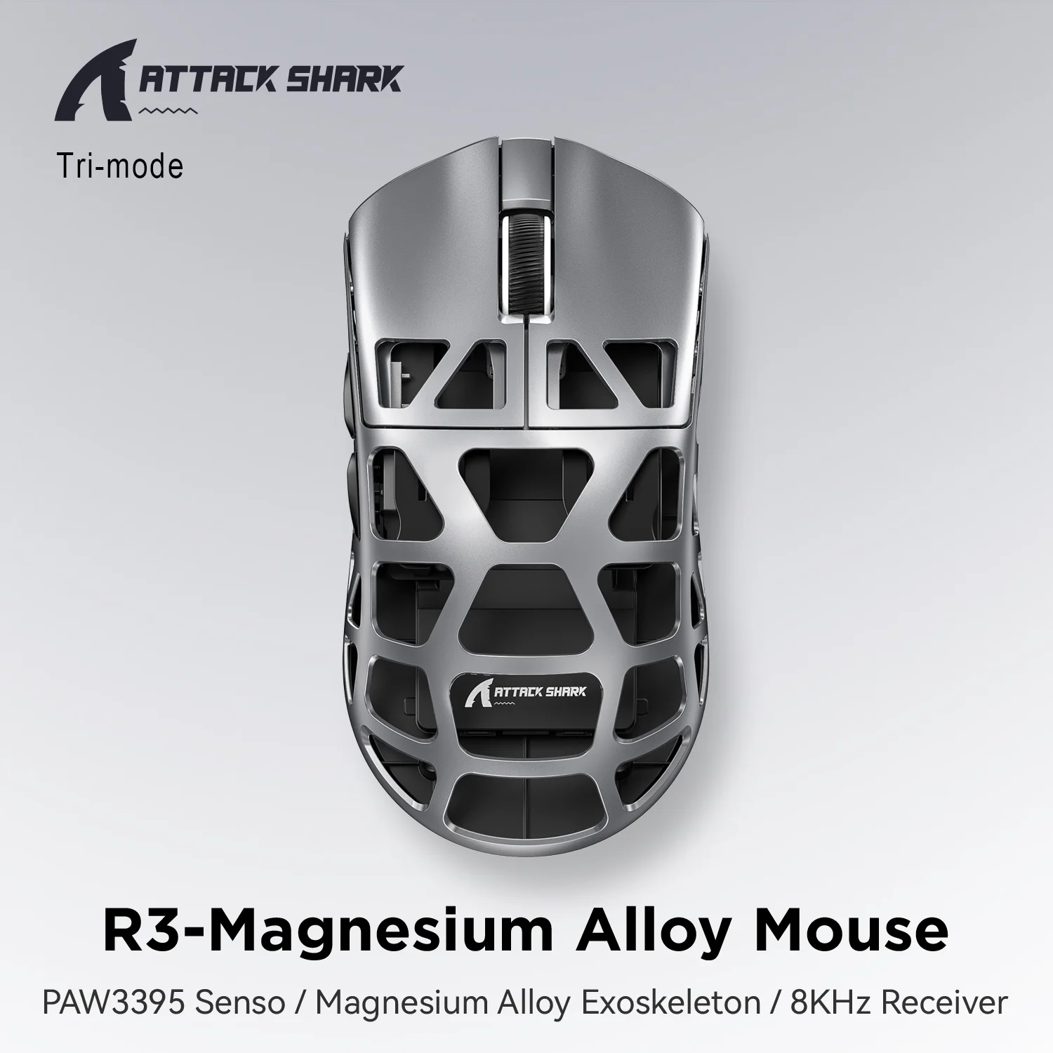 ماوس ألعاب لاسلكي ATTACK SHARK R3 من سبائك المغنيسيوم True 8K PAW3395 26K DPI ثلاثي الوضع BT 2.4G 46g ماوس رياضي خفيف الوزن #1