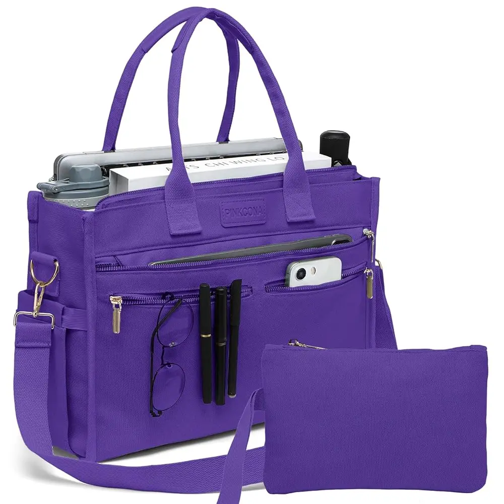 Canvas Tote Bag Set for Women, Large Shoulder Handbags, Crossbody Laptop Purse Work Teacher College Travel