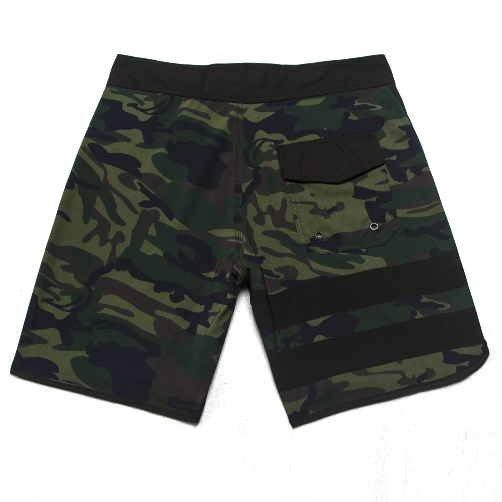 Newest Outdoor Army green Camouflage Men's Stretch Shorts Beach Quick dry Swimming Trunks Waterproof Surf Boardshorts Bermuda