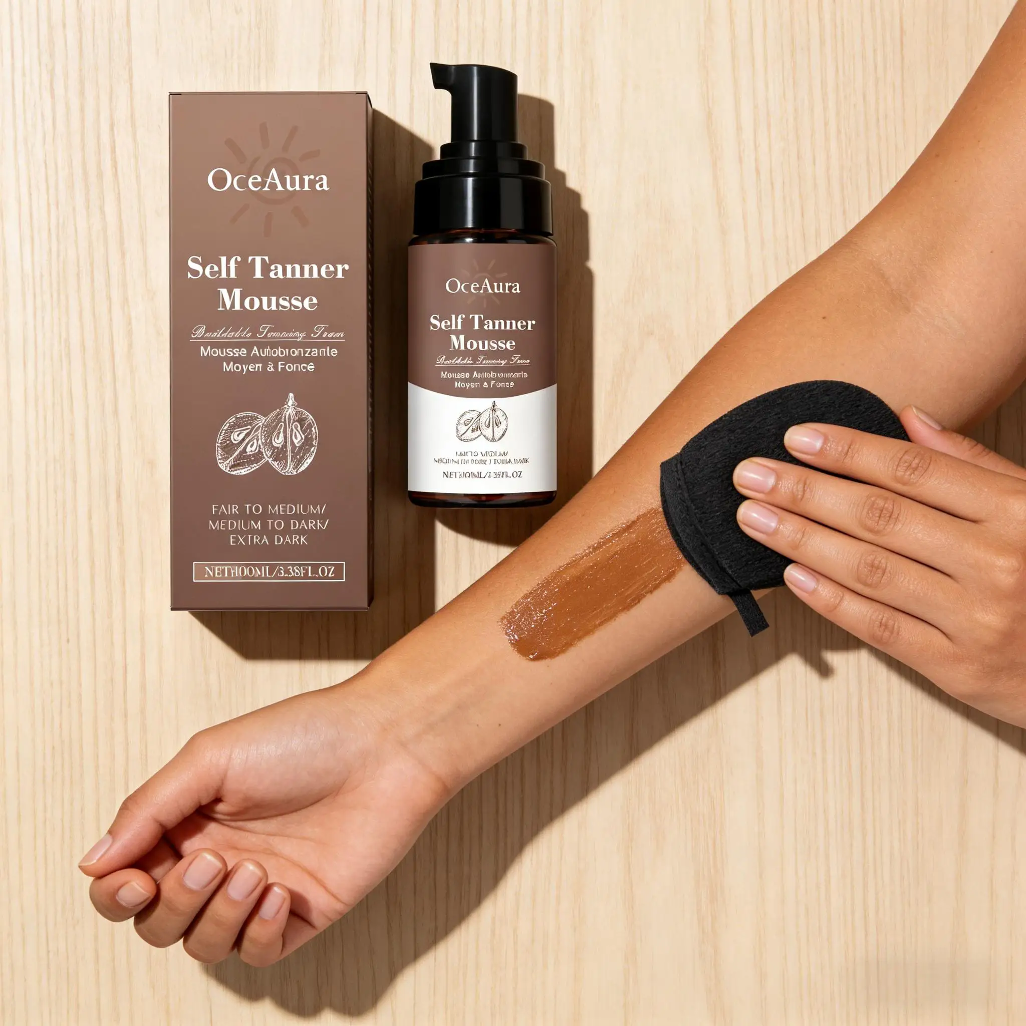 Body Self Tanning Mousse Organic Sunless Tanning Foam Spray Fast Face Tan Bronzer Nourishing Lotion Sunbed Tanning Accelerator