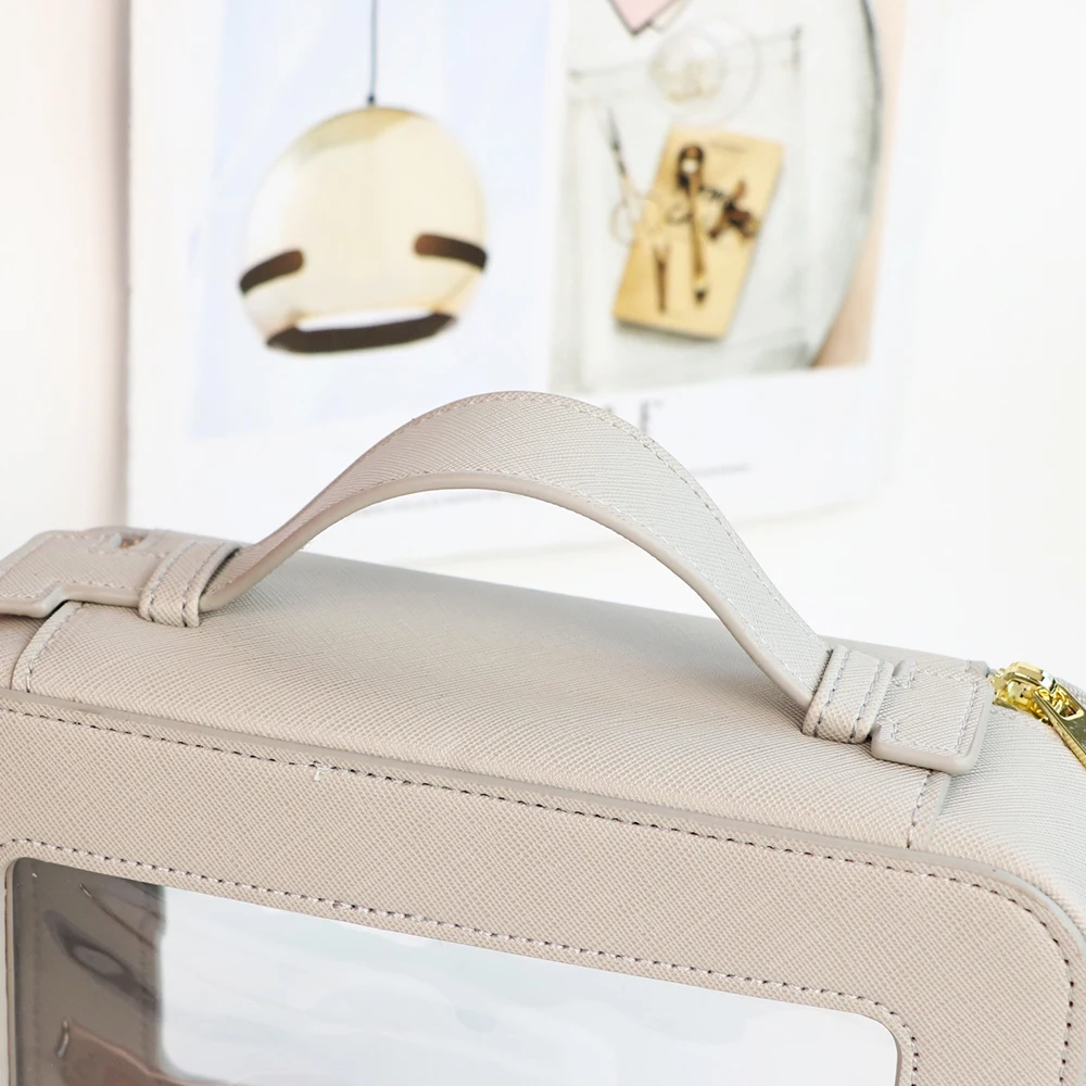Personalisierte Maßgefertigte Leder-Kosmetiktasche, Wasserdichte Make-up-Pinsel-Aufbewahrungstasche, Tragbare PVC-Hautpflege-Aufbewahrungstasche Toilettentasche – Detail 9
