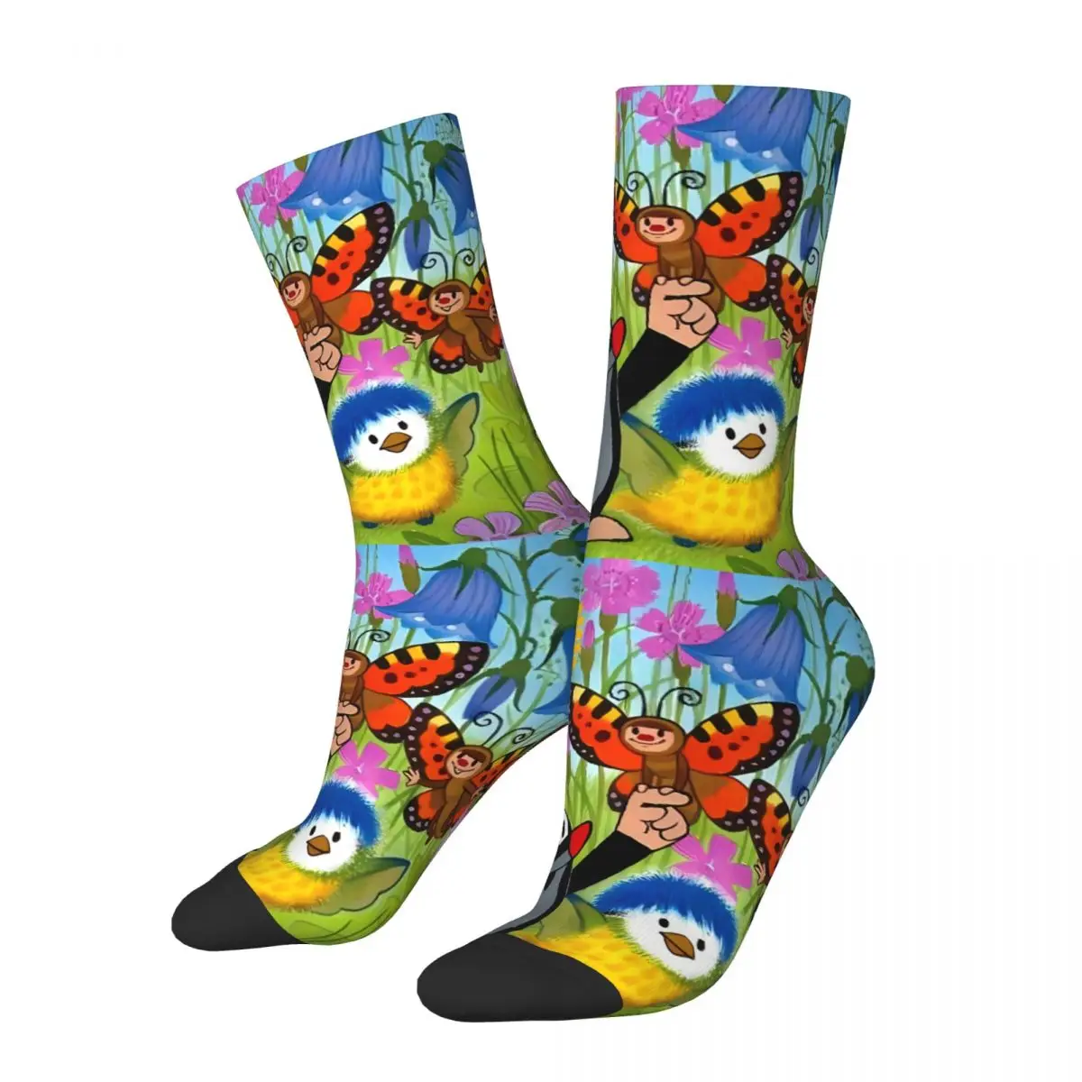 Funny Crazy Sock for Men Graphic Vintage The Little Mole Breathable Pattern Printed Crew Sock Casual Gift