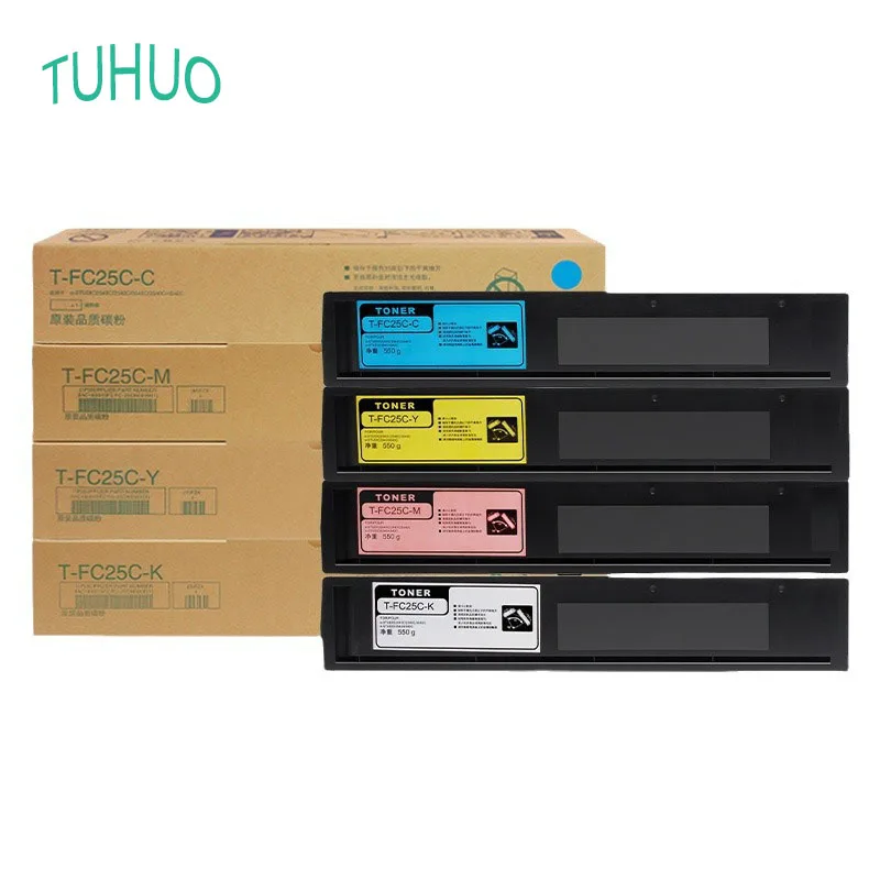 1PCS T-FC25 Toner Cartridge For Toshiba E-Studio 2040C 2540C 3040C 3540C 4540C Compatible Japan Color Toner BK:500g CYM:400g