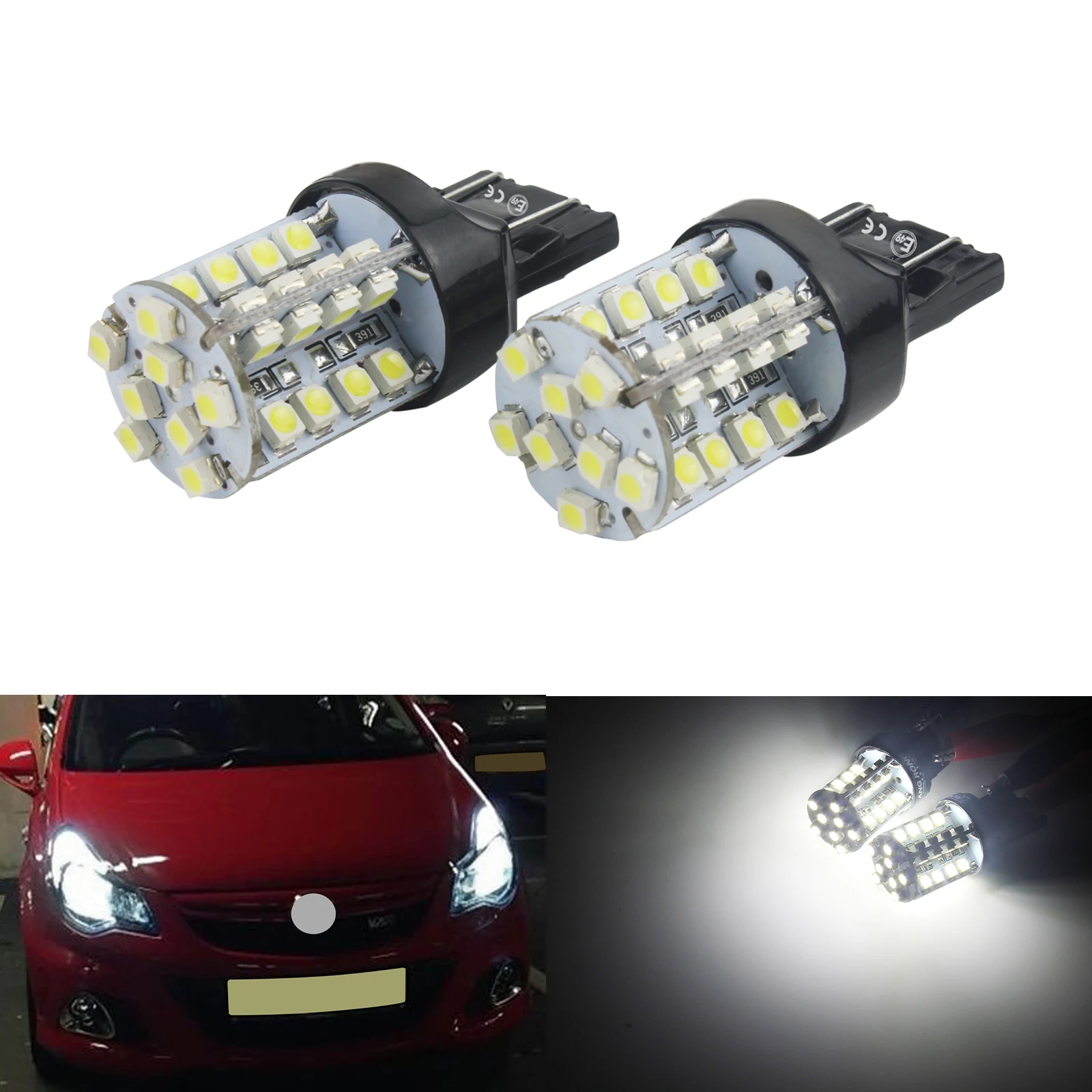 2X W21W 580 T20 6000K Weiß Parkplatz DRL Tagfahrlicht 7443 582 W21/5W Glühbirnen Backup 12V LED Rückfahrlicht