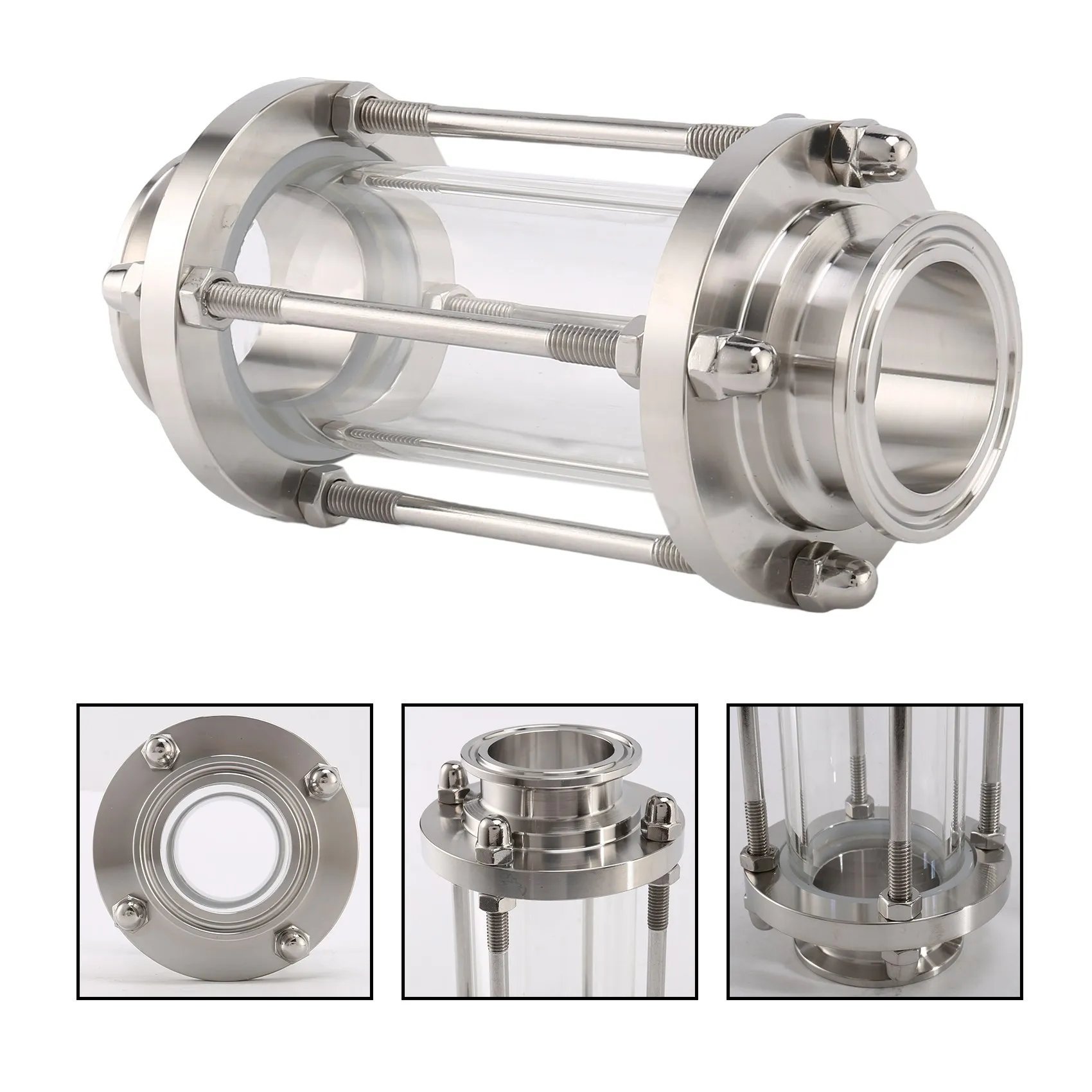 

A02M-In-Line Sight Glass With Clamp End,Flow Sanitary Straight Sight Glass SUS316 Tri Clamp Type