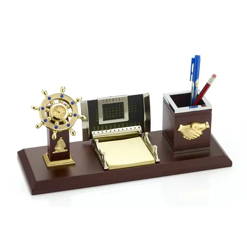 Fashion pen holder and clock Metal pen holder and crystal custom trophy cup