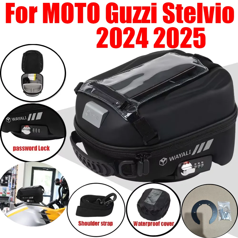 For MOTO Guzzi Stelvio 2024 2025 Motorcycle Tank Bag Tanklock Luggage Racing Travel Backpack Storage Bag Tool Bags