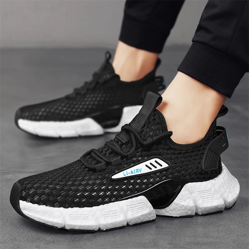 Men Shoes Summer Mesh Breathable Thin Hollow Shoes Casual Sneakers Running Soft Sole Lightweight Trendy Shoes Tenis Para Hombre