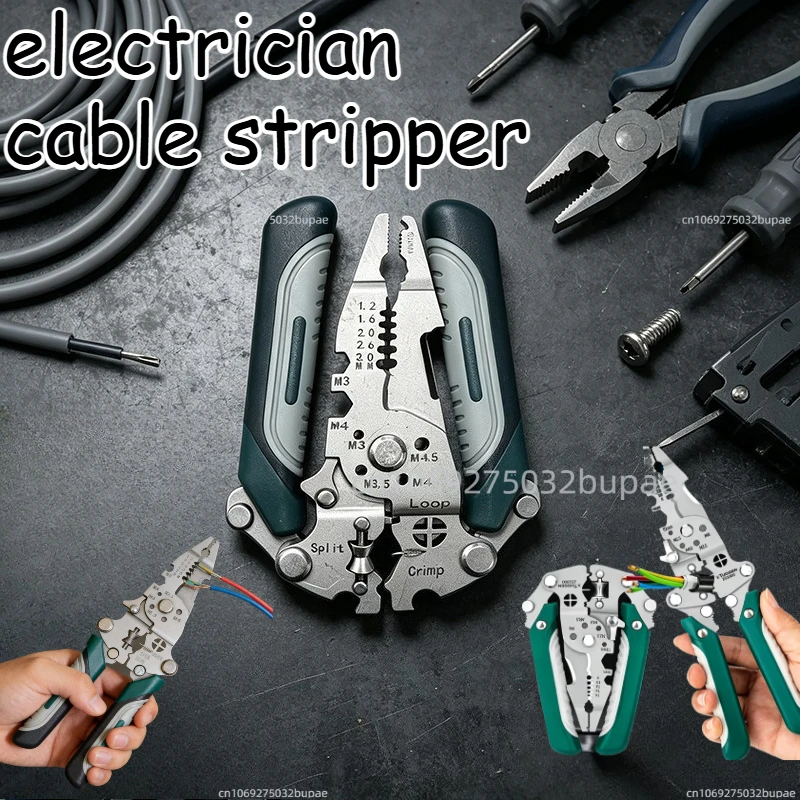 Multifunctional Copper Stripper Electrician’s Wire Cable Stripper Crimper Cable Cutter Stripper Crimping Pliers Repair Tool