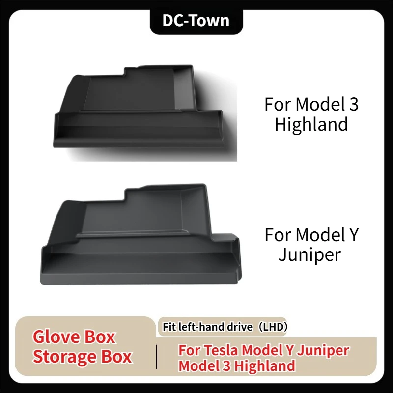 

LHD for Tesla Model 3 Y Juniper Highland Central Control Glove Box Storage Box Car Copilot Side Storage Box Interior Accessories