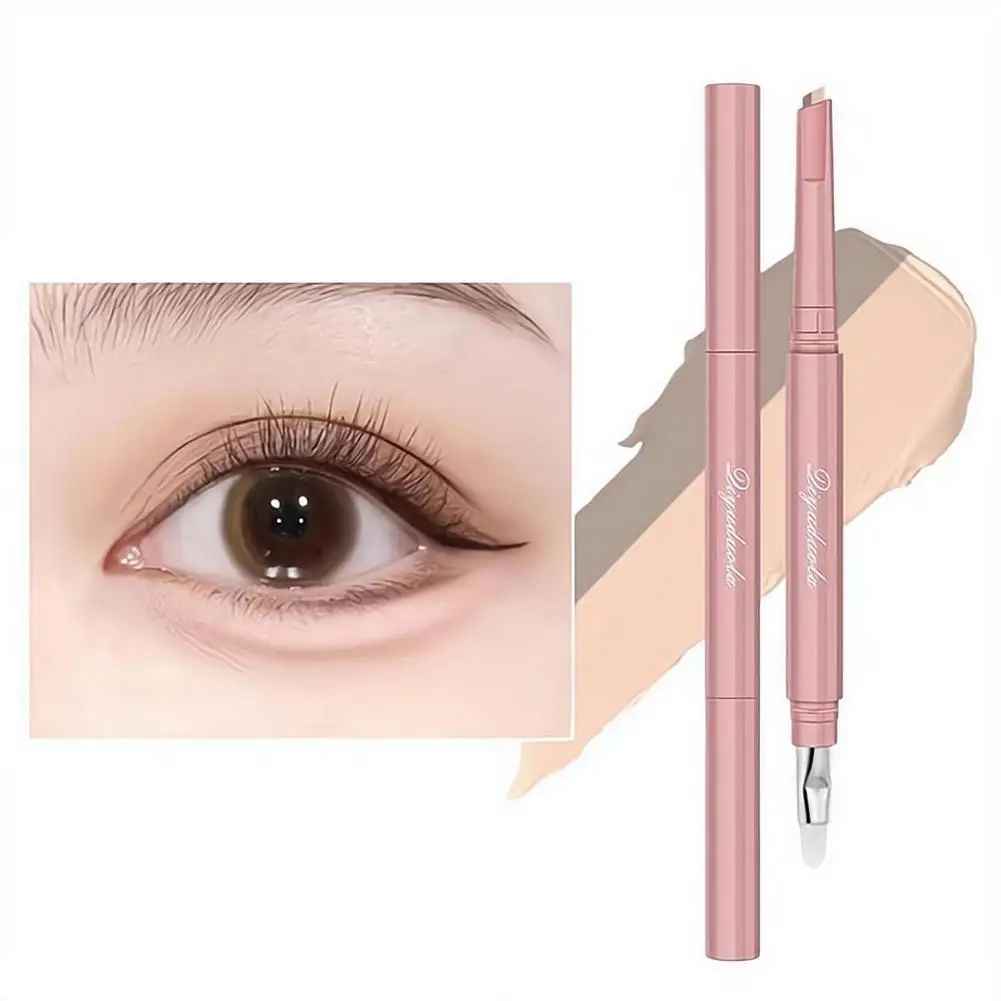 Two Tone Aegyo Sal Stick 1PC Portable Dual Ended Contour Highlighter Pencil Micro Fiber Brush For Eye Makeup view 5