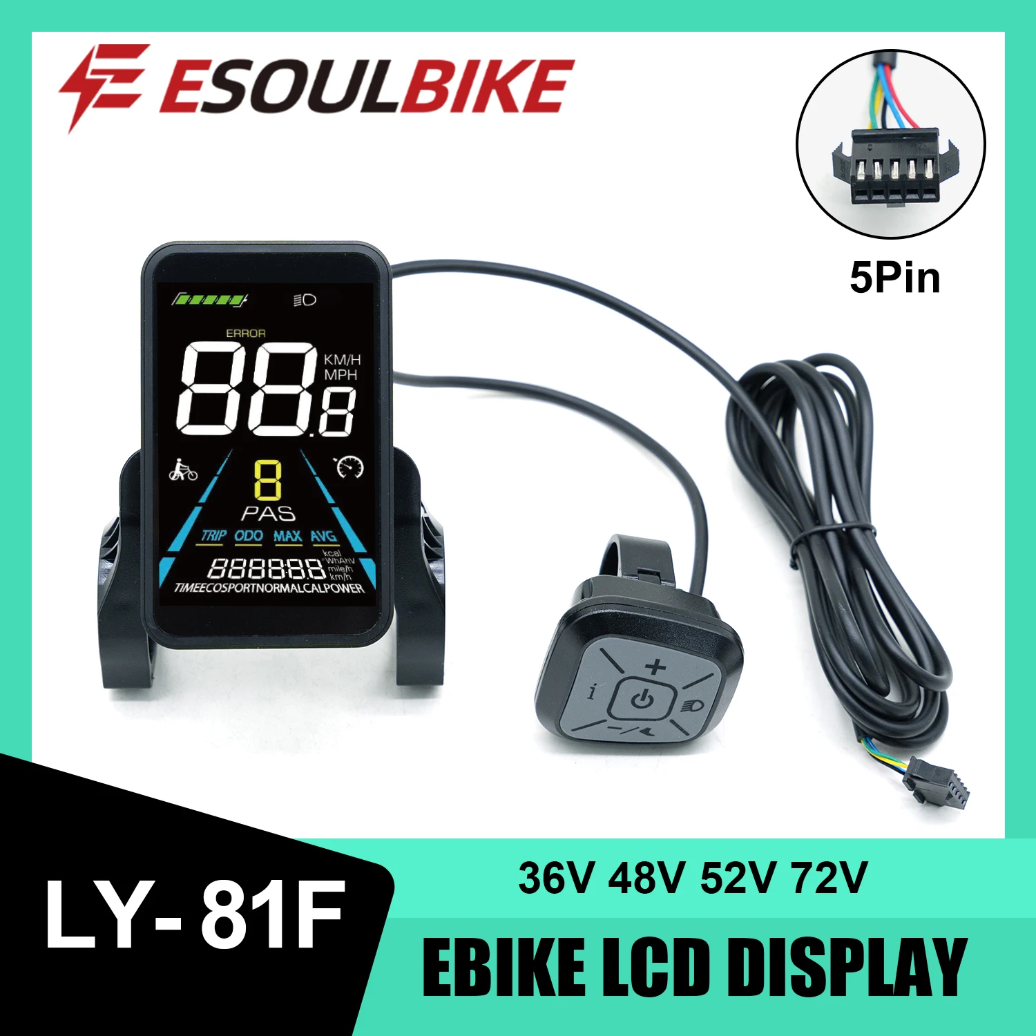 

Esoulbike YL81F Electric Bike Colorful Display Screen Meter No. 2 Protocols 36V 48V 52V 72V Speed Controller Panel