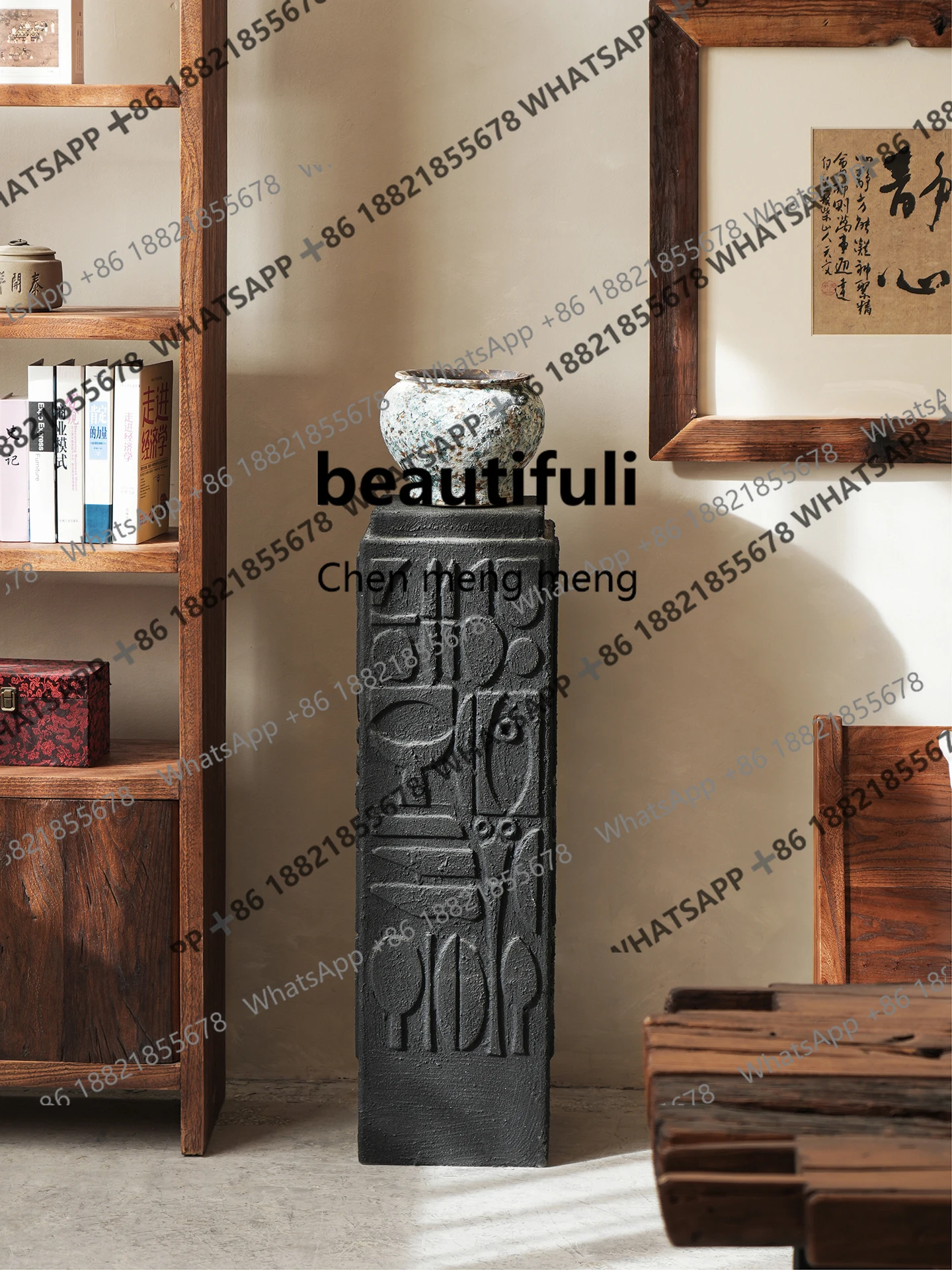 Decorative flower stand French retro column, living room entrance ornament, B & B hotel art base