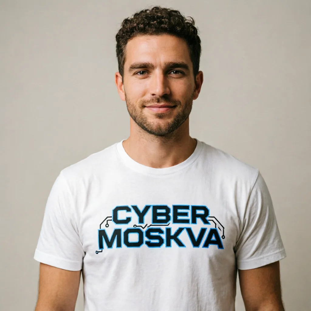 Cyber Moskva T-Shirt for Men – Retro Futuristic Russian Streetwear Graphic Tee