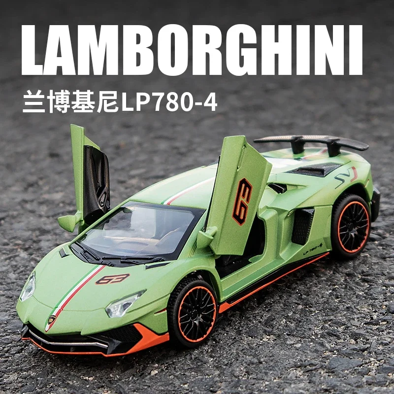 

1:32 Lamborghini Aventador LP780-4 SVJ Alloy Sports Car Diecasts Metal Pull Back Sound And Light Car Model Kids Toy Gift