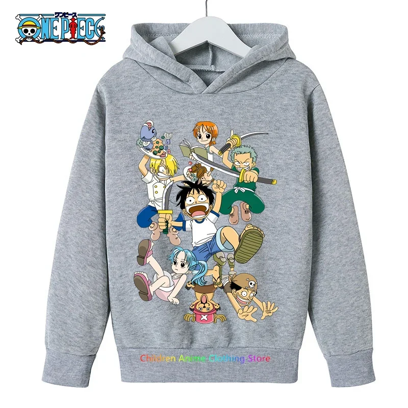 New One Pieces Hoodie Kids Luffy Printing Cool Boys Casual Clothes Cartoon Anime Harajuku Girls Sportswear