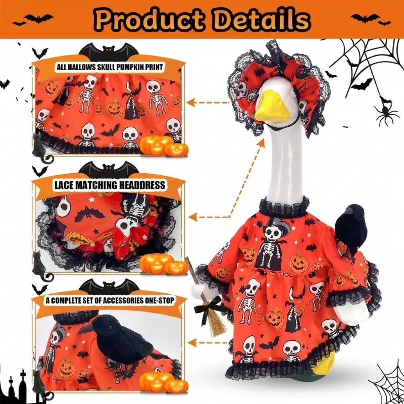 Halloween Porch Bird Outfit Set with Headpiece Costume for Entry Door Display 6XDA