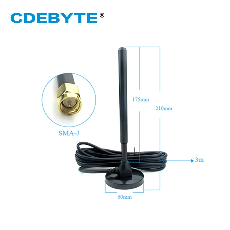 433MHz Wifi Antenna SMA-J Hign Gain 5dBi Copper Material Magnetic Base 3m Feeder External Cable Outdoor Omnidiretional Aerial