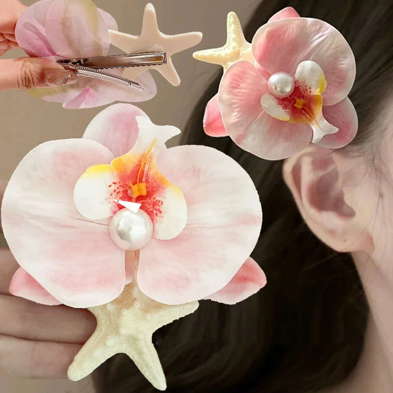 

Тканевая заколка для волос с цветком, бабочка, орхидея, корейский стиль, заколка с цветком орхидеи, женские аксессуары для волос, головной убор для отдыха на море