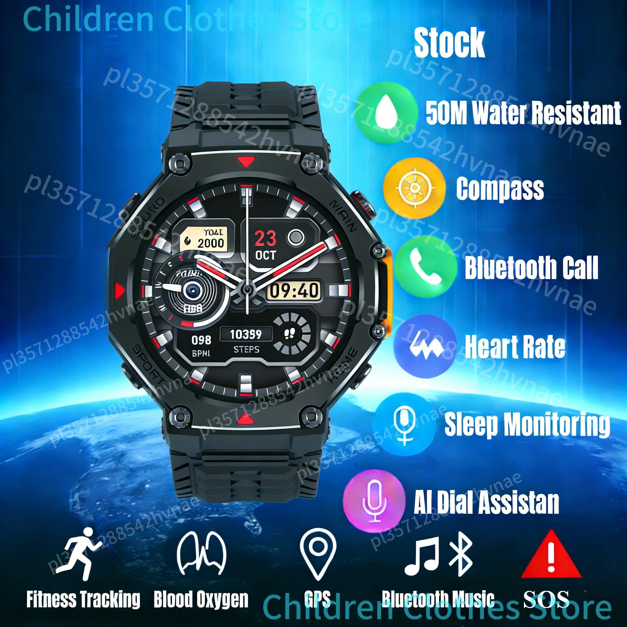 M-Rex4 montres intelligentes pour hommes femmes 5ATM étanche Bluetooth connecter faire des appels sport Fitness GPS NFC écran tactile Smartwatch