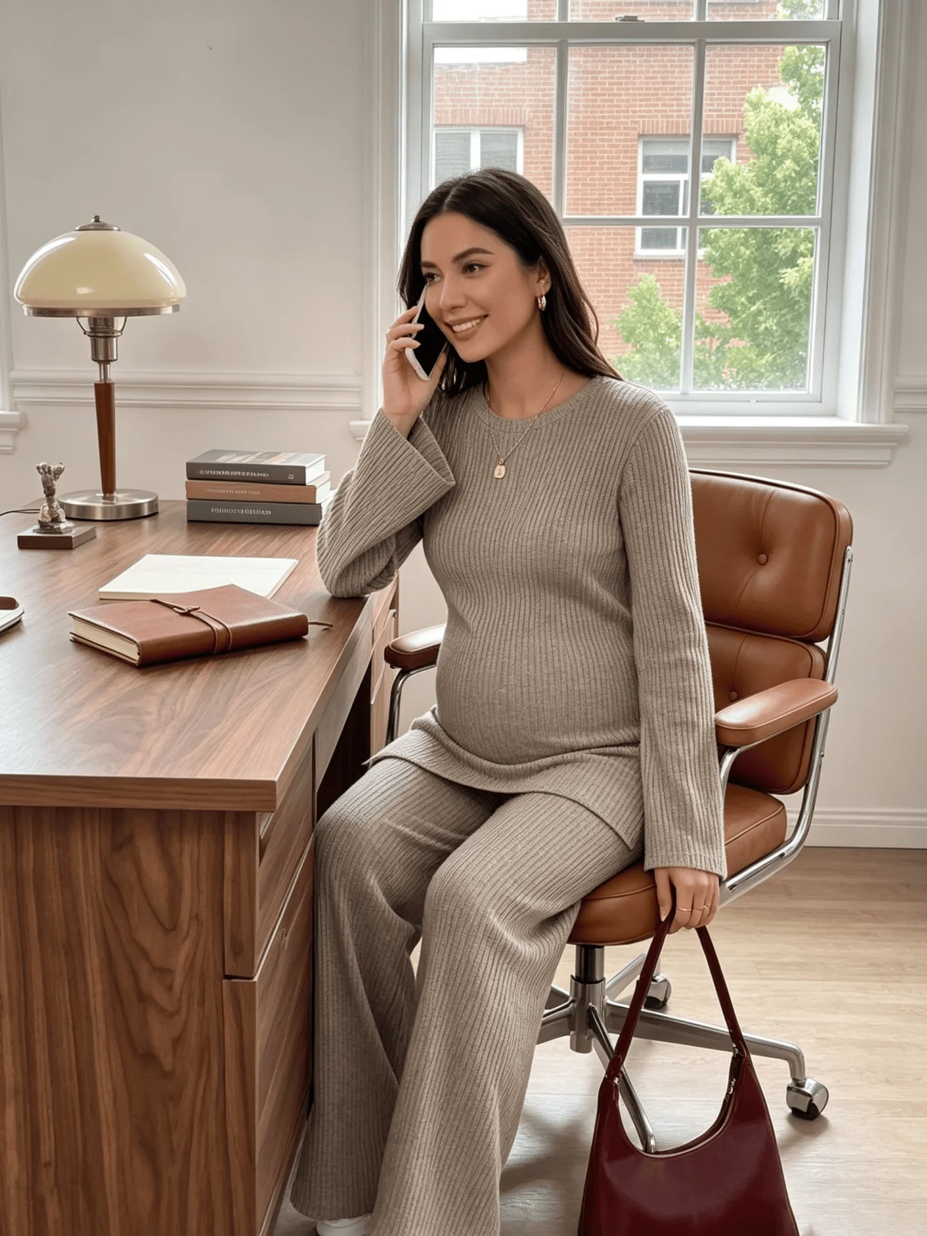 2-piece set, maternity home sweater, trousers, top set, autumn and winter women's long-sleeved casual and comfortable maternity clothes.