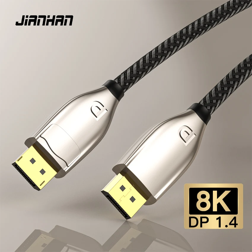 Кабель JianHan Displayport 1,4, 8K при 60 Гц, видео-аудиокабель для Xiaomi TV Box, ПК, ноутбука, монитора, видеоигры, DP, кабель, порт дисплея 2 м