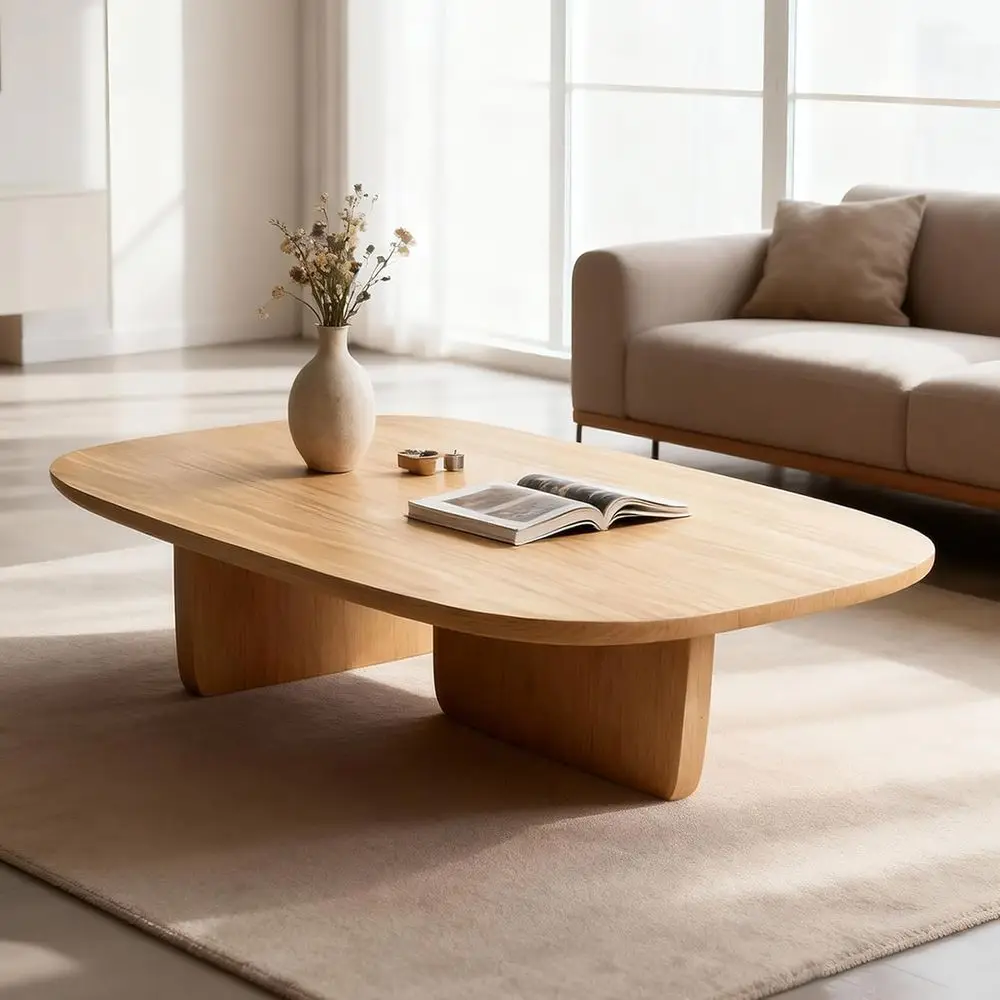 

Natural Wood Coffee Table, Living Room & Office Center Table, Suitable for Home, Hotels, Cafes, 39.3x19.6x15.7in