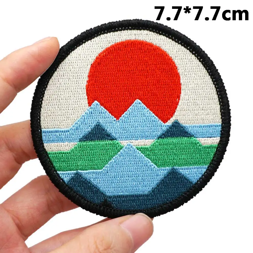 De Zee, Sterrenhemel, Zonsopgang En Zonsondergang, Bergen, Rivieren Landschap Geborduurde Patches Applique Naaien Met Haakrug