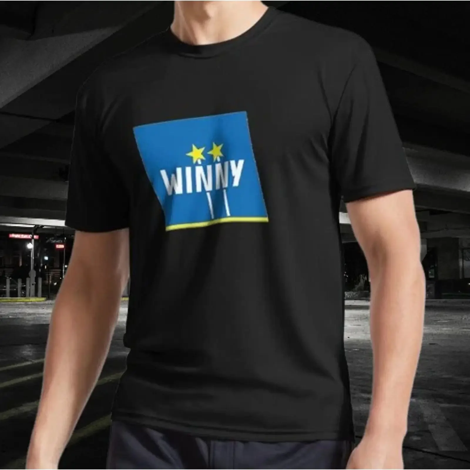 Winny Logo Active T Shirt Funny Size S to 5XL Image 1 of 3 vintage Washed graphic homme Soft Casual Top For Everyday Wear