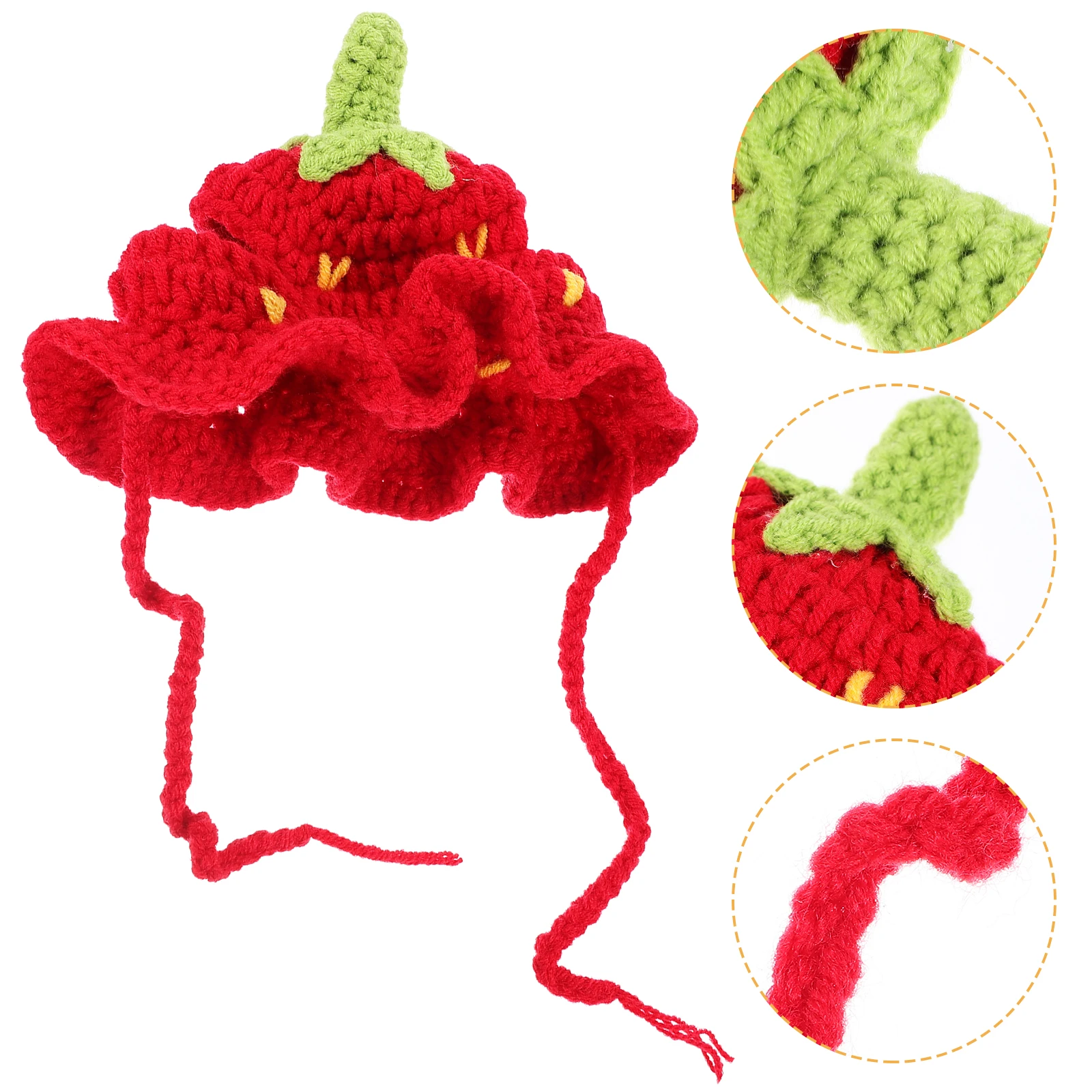 

Strawberry Hat Strawberries Pet Headwear Cat Hats Birthday Yarn Puppy Costume Cap for Carnival