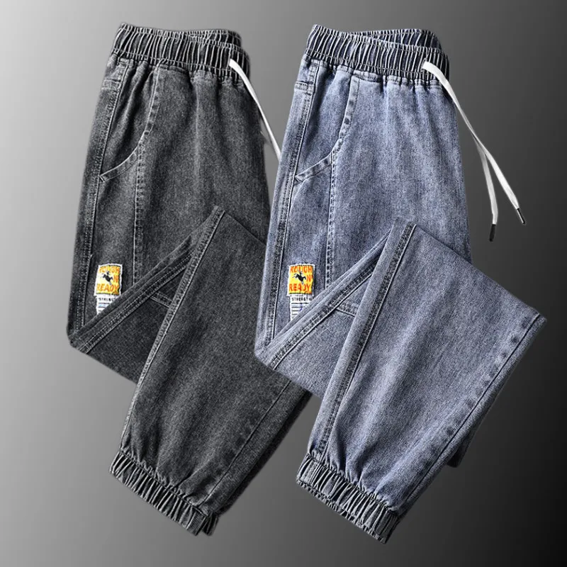 

Loose Cuffed Jeans Men's Spring Autumn New Sle Trendy Brand Youth Casual Pants Korean Version Loose Nine Points Trousers