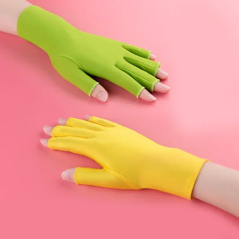 UPF 50 + 1 زوج مكافحة الأشعة فوق البنفسجية حماية الإشعاع قفازات الأظافر LED مصباح مسمار الأشعة فوق البنفسجية حماية قفاز هلام مسمار مجفف ضوء مسمار الفن المعدات