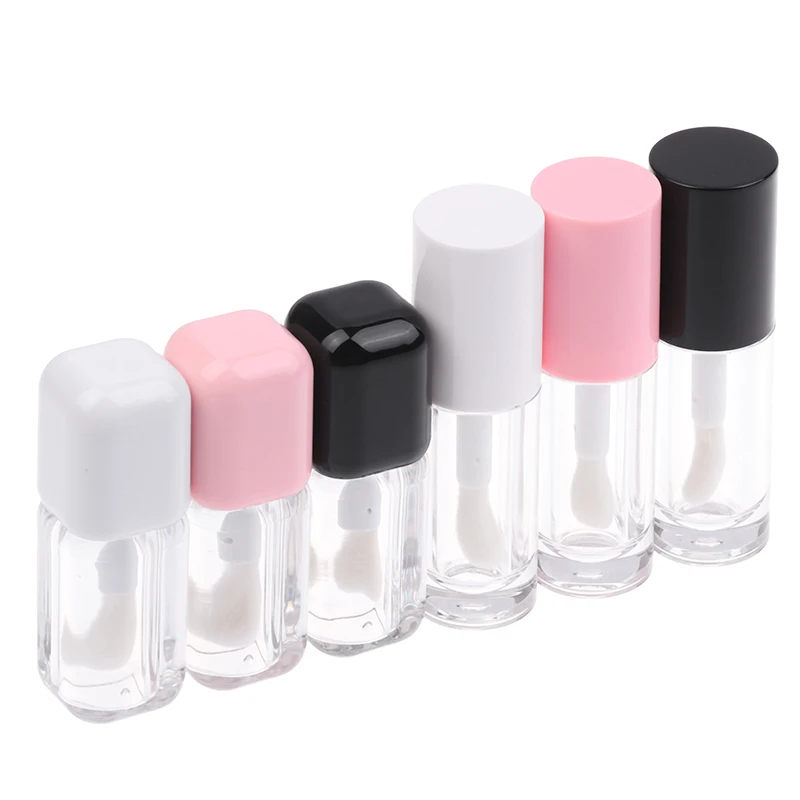Makeup Empty Transparent Lip Gloss Tube Big Brush Plastic Lip Balm Tube Lipstick 6ML Sample Cosmetic Container Sample Bottle