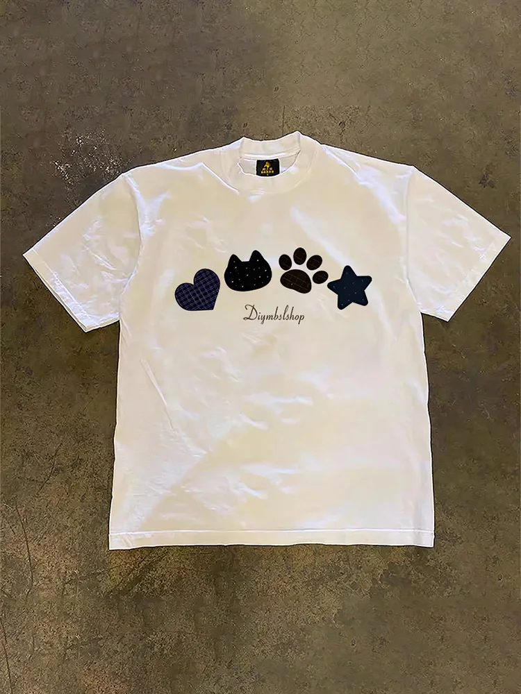 Loose Fit Cotton T-Shirt Unisex Short Sleeve Double Thread UPUPXIA Hero Print Sweat Absorbent round Neck Casual Summer Top