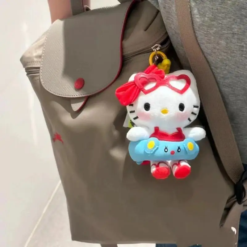 سانريو مرحبا كيتي الكرتون أفخم سلسلة دمية ملء المفاتيح هاواي السباحة الدائري سلسلة الظلام الجلد لعبة قلادة هدايا عيد الميلاد