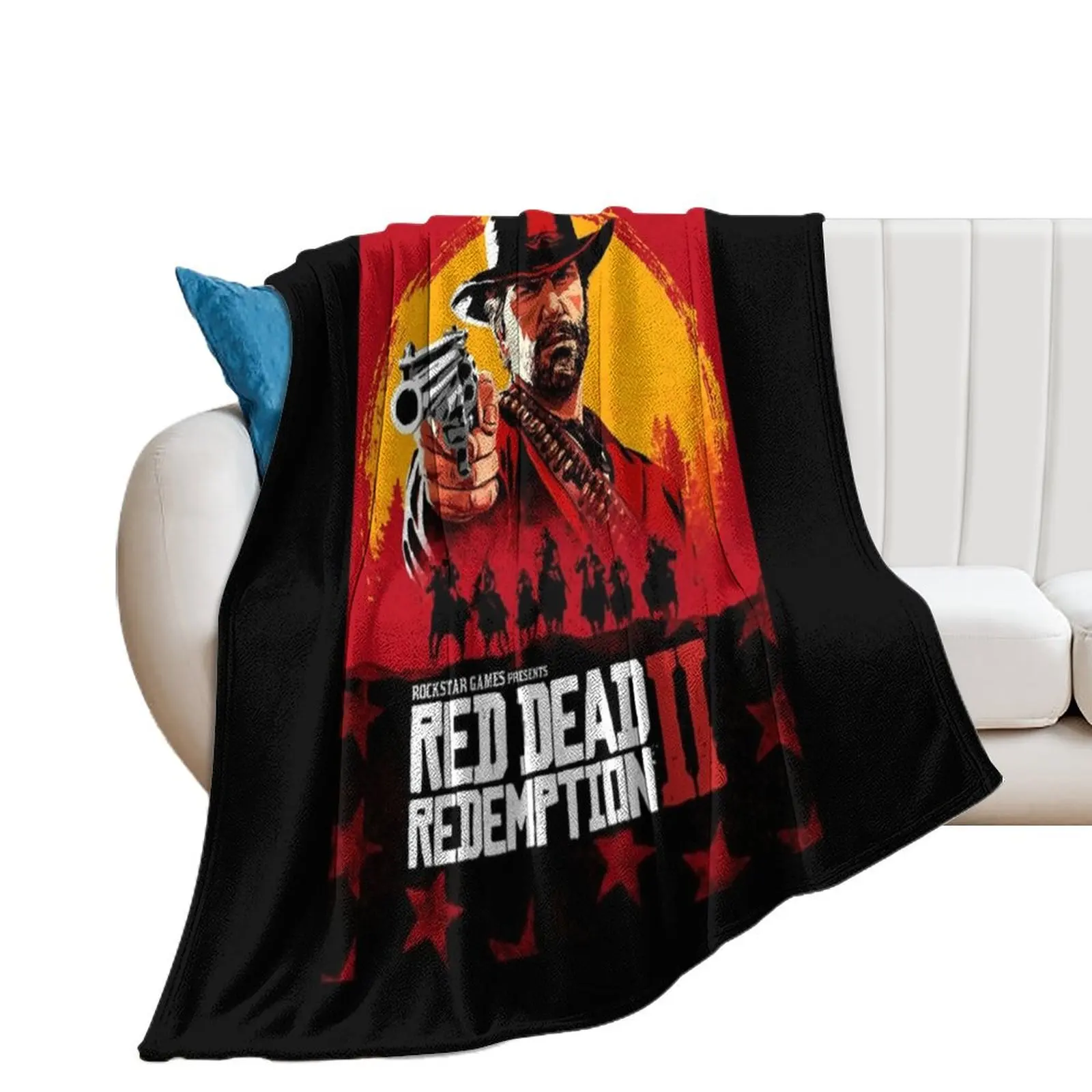 Red Dead Redemption II Rockstar Games Throw Blanket Plaid on the sofa Heavy Blankets