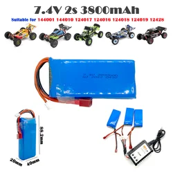 Skymaker RC Car Battery 7.4v 2S 3800mah For Wltoys 124016 124017 124018 124019 144001 144010 12428 LiPo Battery Upgraded Part
