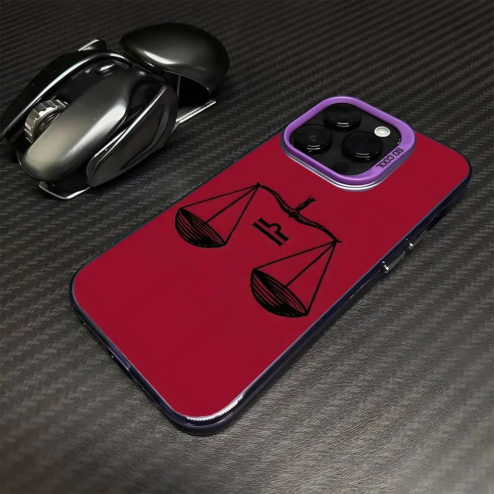 Чехол для телефона Zodiac Libra Balance для iPhone 17,16,15,14,13,12,11 Plus, Pro Max, фиолетовый матовый противоударный чехол