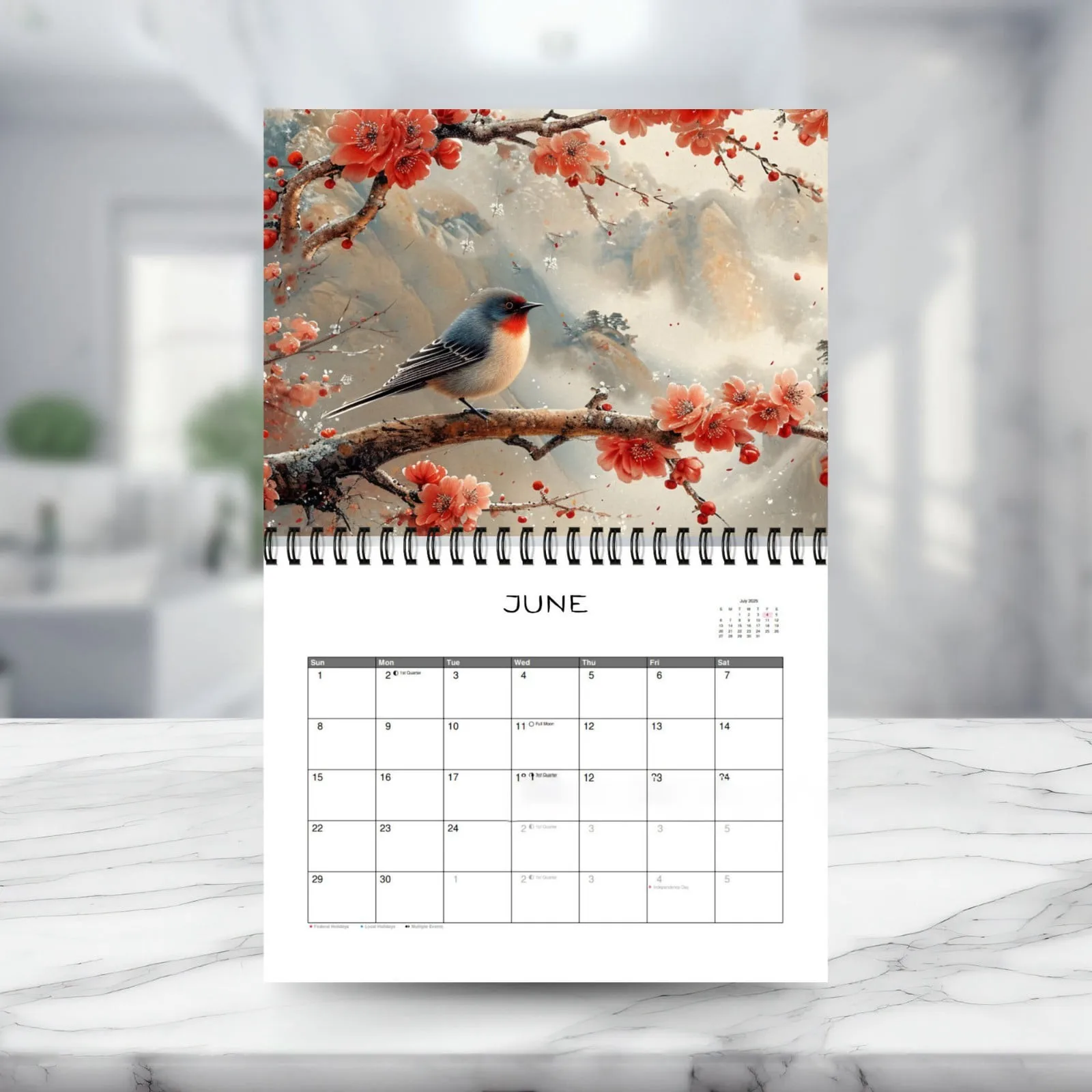Calendars 2025 Seasons Monthly Wall Calendar, Bird Cute Calendar Funny Calendar Hanging, New Year's Wall Decoration 11x8.46 inch
