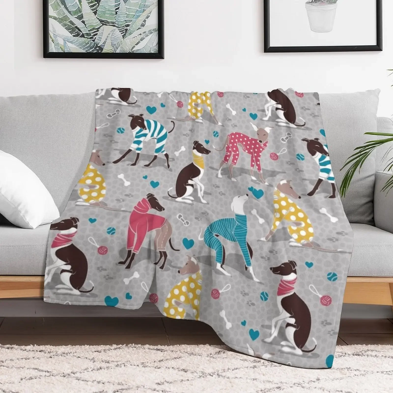 Greyhounds dogwalk // grey background Throw Blanket christmas decoration warm for winter Blankets