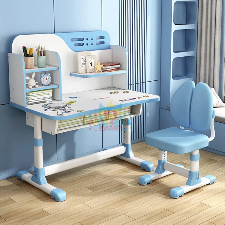 

Modern Design Height Adjustable Plastic Children's Art Desk with 2 Seats for School Bedroom Use Kids Study Table Chairs Set