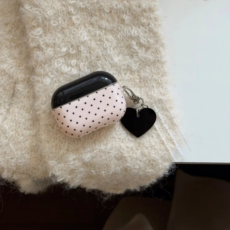 Simple Pokla Dots Pattern IMD Earphone Case with Pendant for Airpods Pro, Pro2, Pro3, 1, 2, 3, 4, Anti-fall